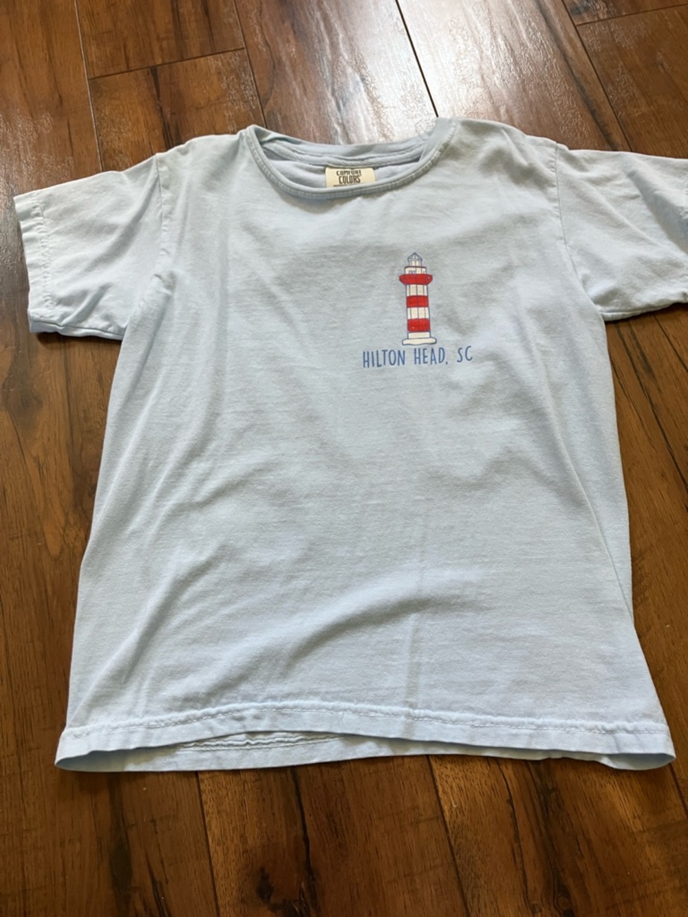Hilton Head Lighthouse Kids T-Shirt - Light Blue Size Small